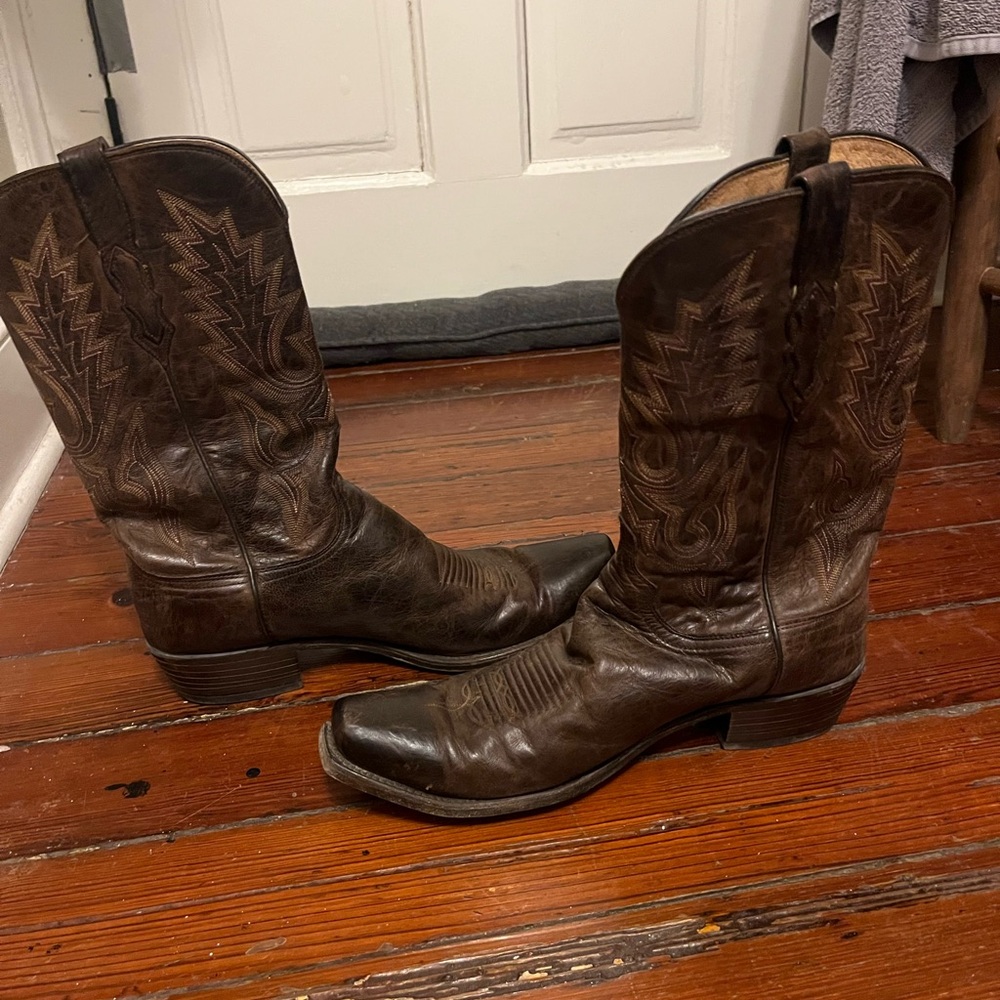 Men's Lucchese Brown Leather Western Boots